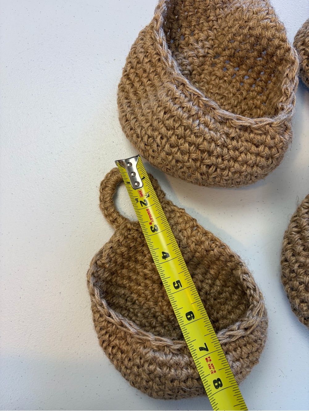 Vintage Woven Hemp Hanging Wall Baskets Set Boho Rustic Kitchen Storage Decor - Picture 7 of 7